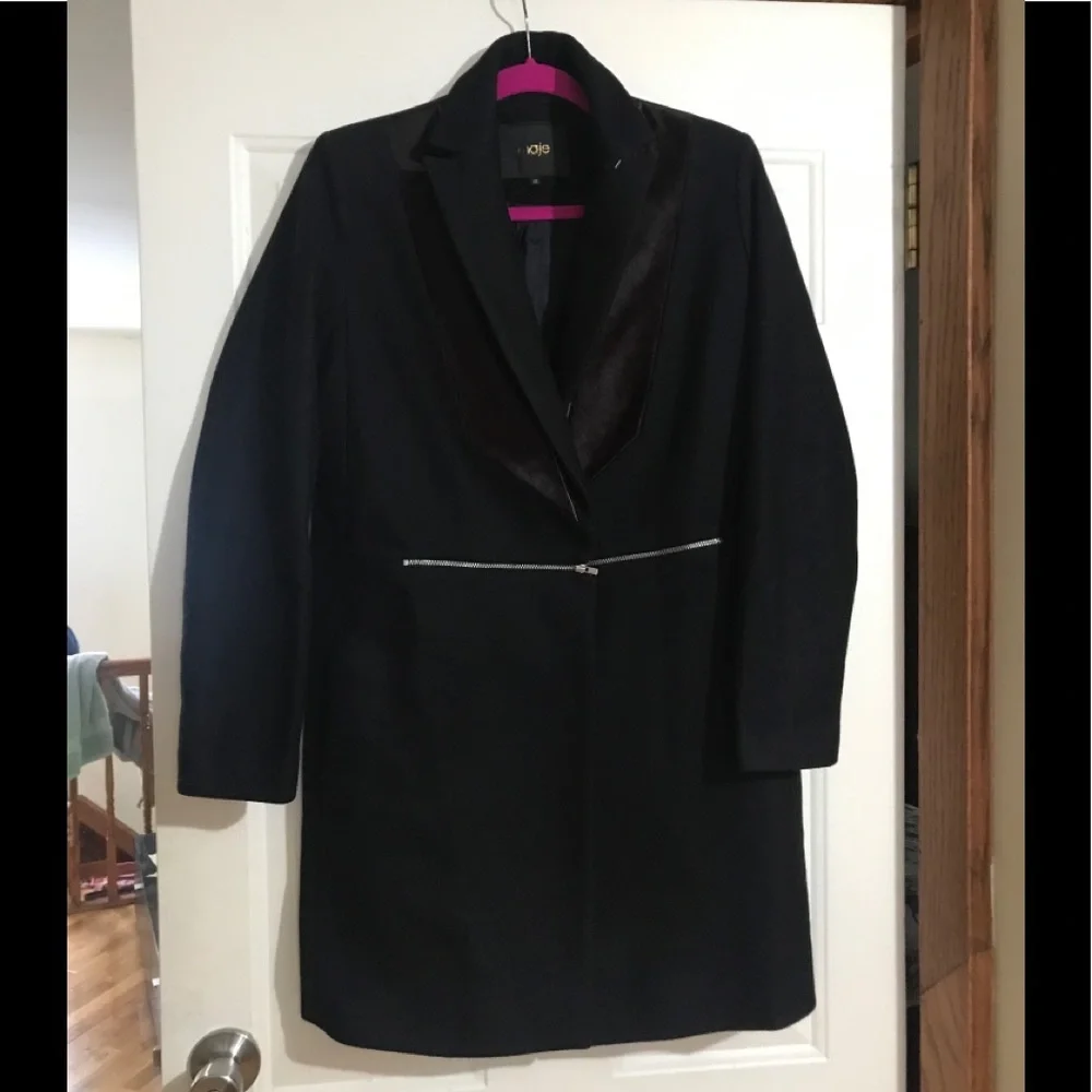 Maje Dark Blue Blazer/coat with burgundy lapel - Picture 4 of 16